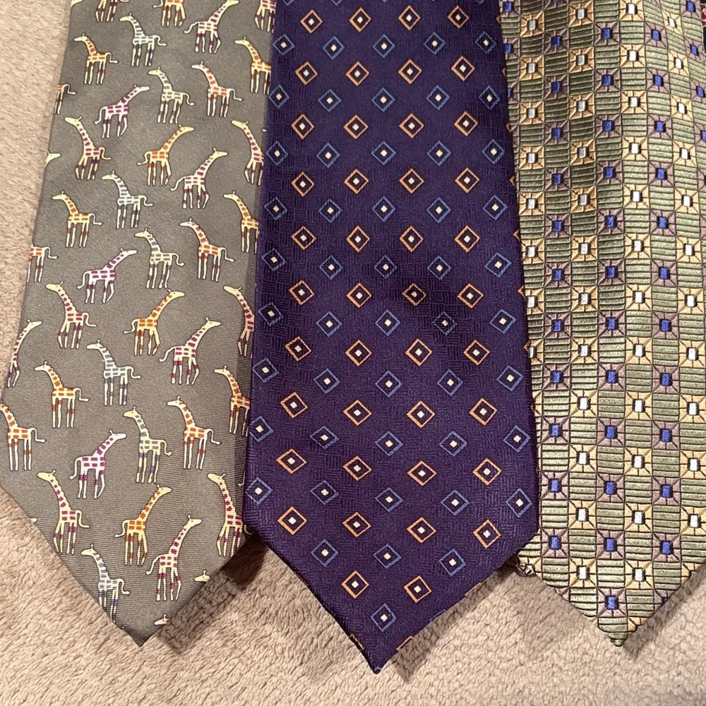 Tommy Hilfiger Men's Patterned Silk Tie Set — Blue, Purple, Green, Gray, Teal